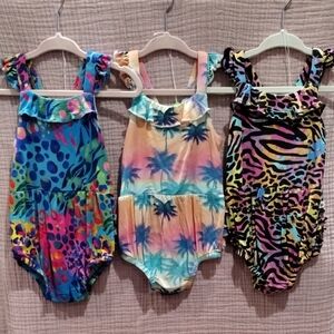 Bums & Roses Set Of 3 Bubble Rompers 6-12 mo